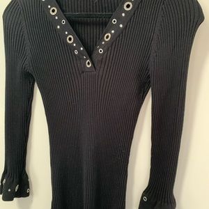 Venus striped crew neck sweater in black and white. Size small